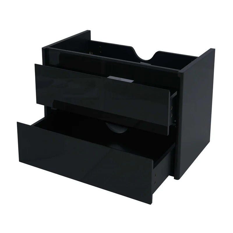 Meuble sous lavabo suspendu noir brillant avec 2 tiroirs Soft-Close 60 cm 04_0010539