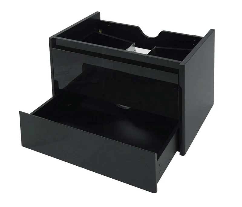 Meuble sous lavabo suspendu noir brillant avec 2 tiroirs Soft-Close 60 cm 04_0010539