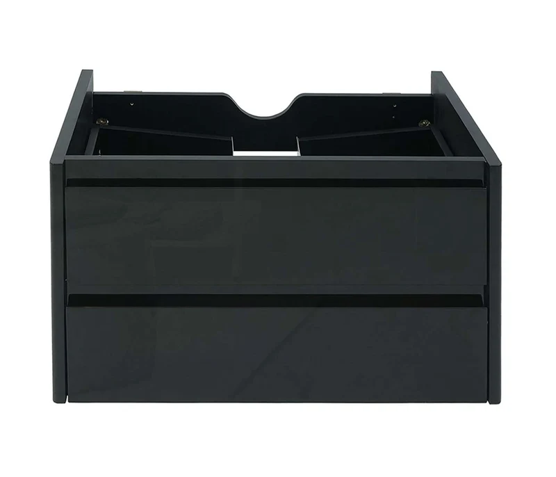 Meuble sous lavabo suspendu noir brillant avec 2 tiroirs Soft-Close 60 cm 04_0010539