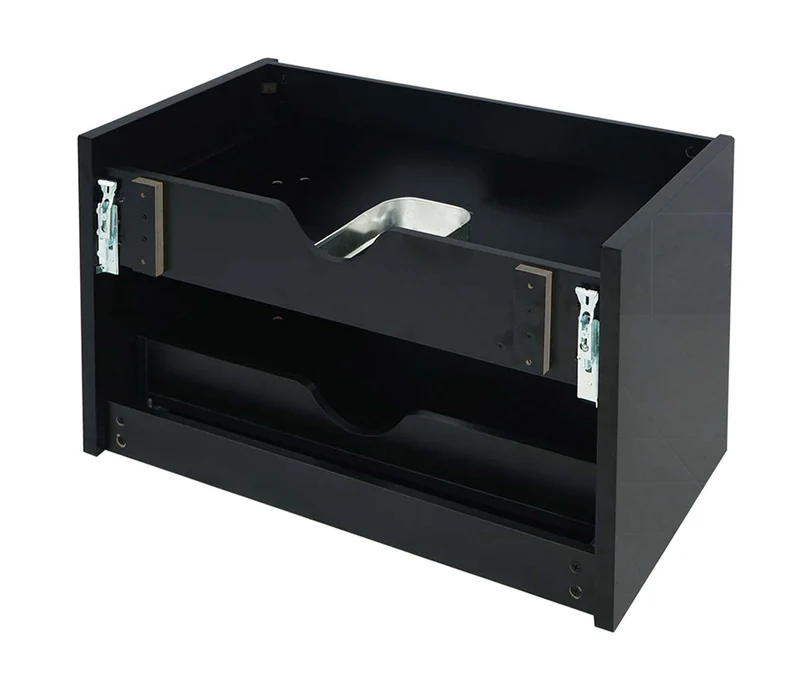 Meuble sous lavabo suspendu noir brillant avec 2 tiroirs Soft-Close 60 cm 04_0010539