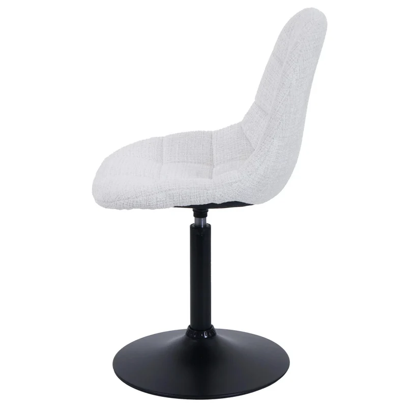 Lot de 2 chaises de salle à manger pivotantes 360° pied central en acier siège en tissu chenille crème 04_0009888