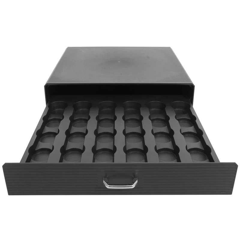 Boîte de rangement pour capsules de café avec tiroir capacité 30 capsules support machine à café pieds antidérapants plastique transparent 04_0010184