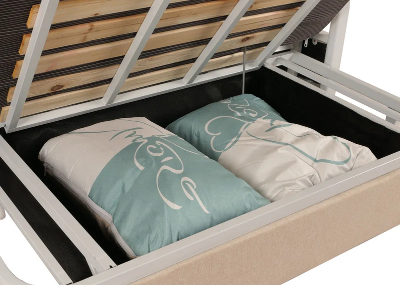 Canapé convertible avec coffre de rangement fonction lit compact accoudoirs coussins confort tissu beige 04_0010104
