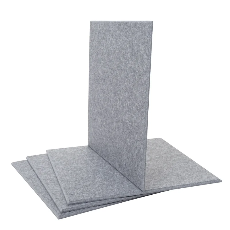 Lot de 4 panneaux acoustiques muraux isolation phonique 1 m² installation facile fixation adhésive tissu gris 04_0010308
