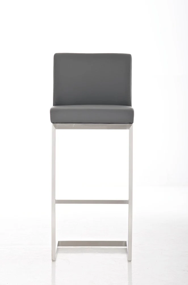 Lot de 2 tabourets de bar design moderne support en acier inoxydable assise en PVC gris 10_0004387
