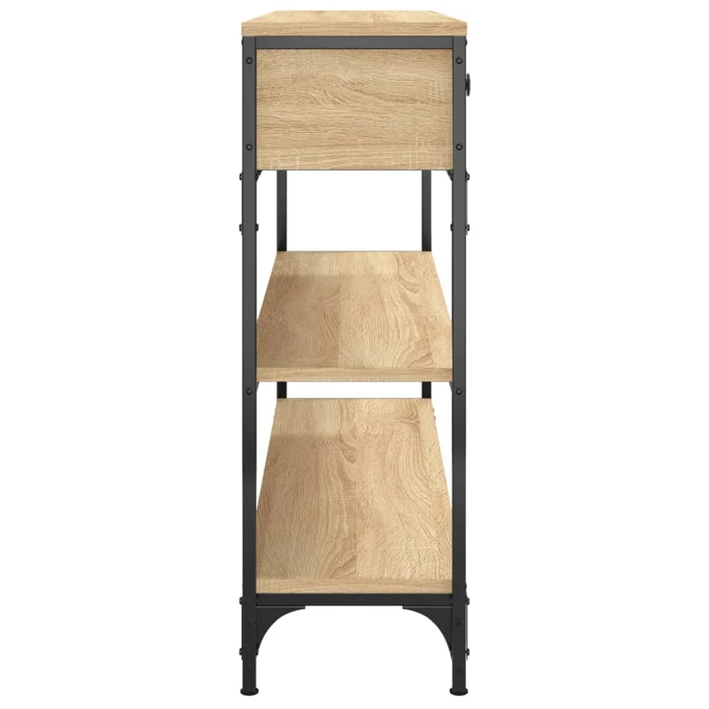 Table console d'entrée fonctionnel et stylé avec tiroirs et étagères 100 x 25 x 75 cm bois d'ingénierie et métal DEC031899