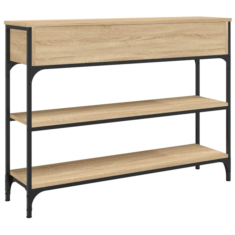 Table console d'entrée fonctionnel et stylé avec tiroirs et étagères 100 x 25 x 75 cm bois d'ingénierie et métal DEC031899