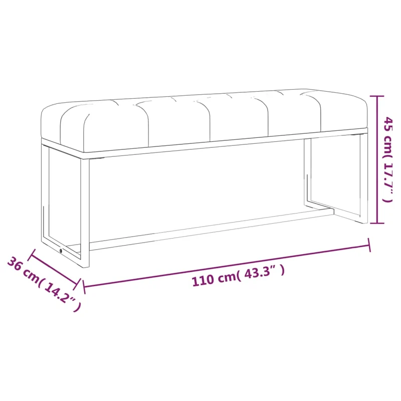 Banc banquette multifonctionnel design moderne 110 x 36 x 45 cm en velours beige DEC024701