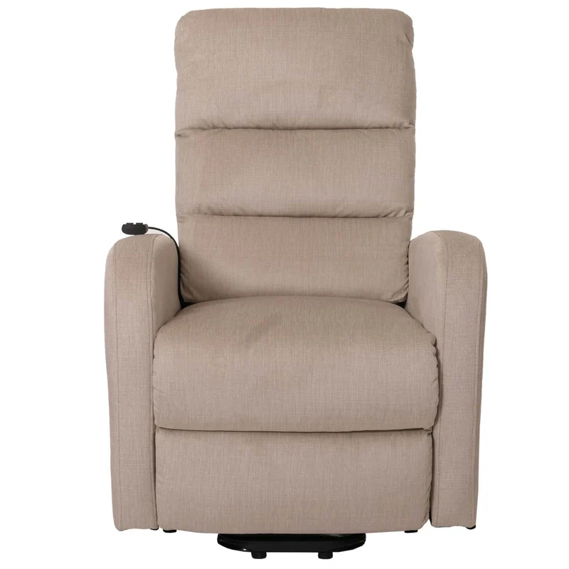 Fauteuil releveur électrique relax en tissu chenille crème avec fonction allongée et télécommande 04_0010040