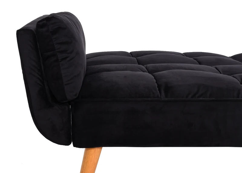 Canapé d’angle convertible velours noir avec méridienne modulable dossier réglable 3 positions 218x175 cm 04_0010442