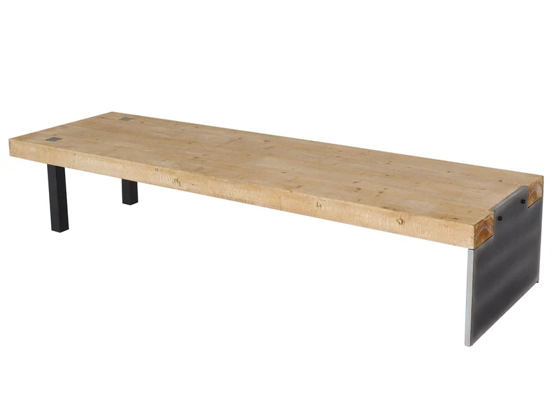 Ensemble table à manger industrielle 200 cm avec banc bois massif style industriel 04_0010223