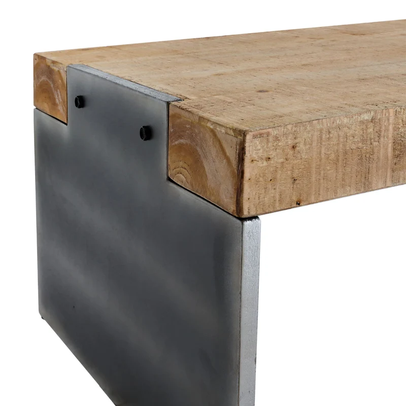 Ensemble table à manger industrielle 200 cm avec banc bois massif style industriel 04_0010223