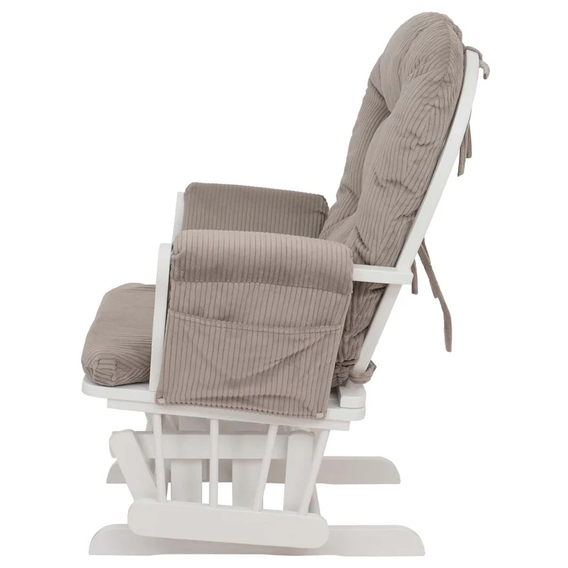 Fauteuil relax à bascule avec repose-pieds tissu velours côtelé gris clair structure blanche 04_0009666