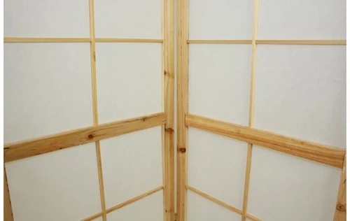 Paravent 5 panneaux pans en bois naturel et papier riz 175x220cm PAR06035