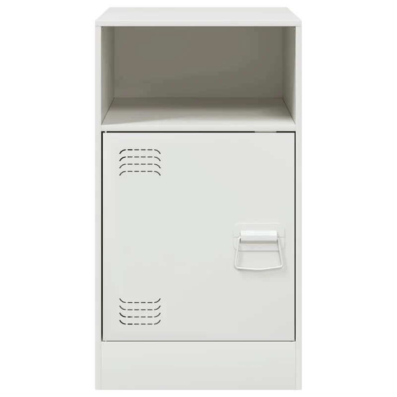 Table de chevet avec compartiment avec porte 34,5 x 39 x 62 cm acier blanc DEC033294