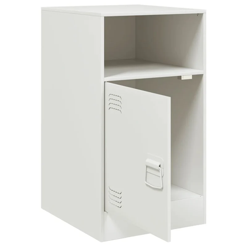 Table de chevet avec compartiment avec porte 34,5 x 39 x 62 cm acier blanc DEC033294