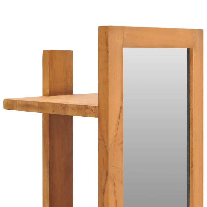 Miroir mural avec étagères 30x30x120 cm Bois de teck massif DEC022830