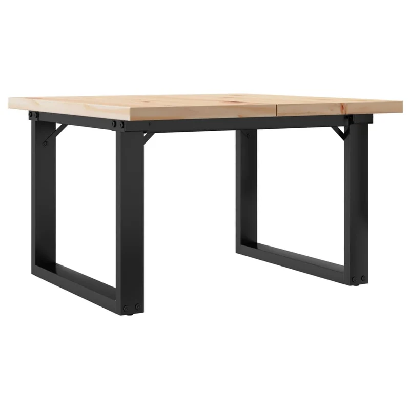 Table basse rectangulaire style industriel cadre en o 70 x 70 x 40,5cm bois de pin et acier DEC036246