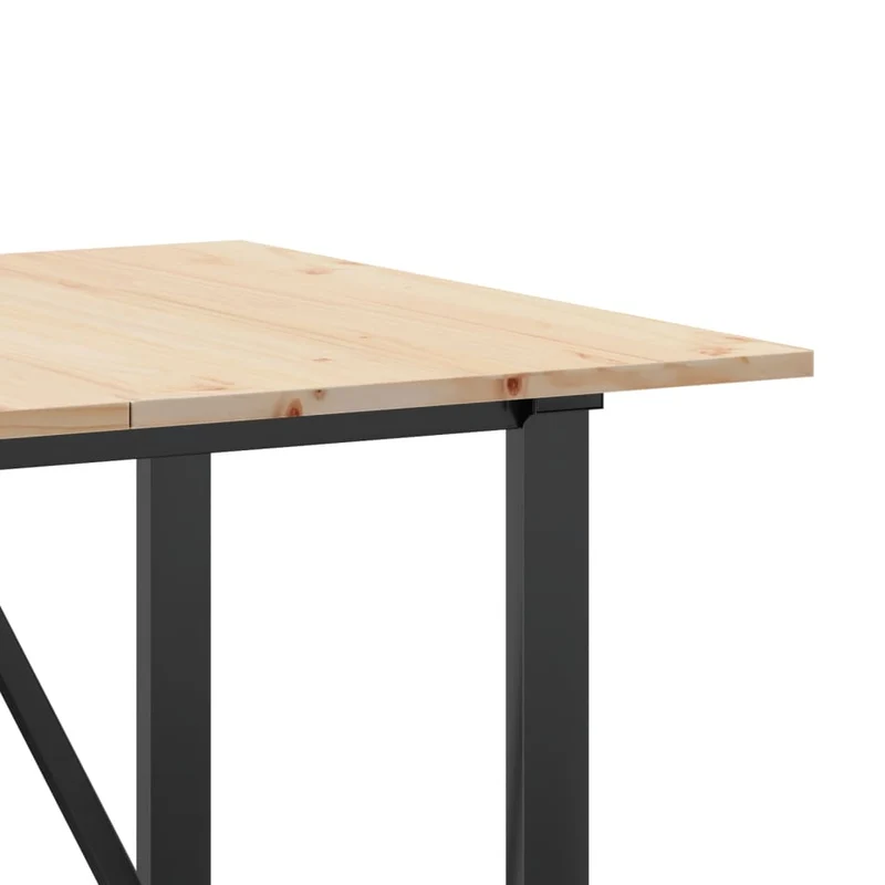 Table de salle à manger design industriel 160 x 80 x 75 cm bois de pin massif et acier DEC036784