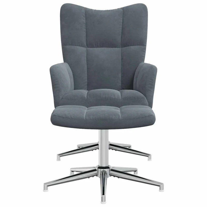 Fauteuil lounge chaise de canapé design moderne avec repose-pied en velours gris foncé DEC026593