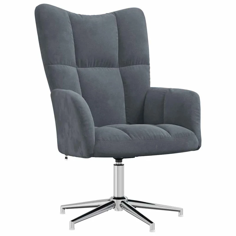 Fauteuil lounge chaise de canapé design moderne avec repose-pied en velours gris foncé DEC026593