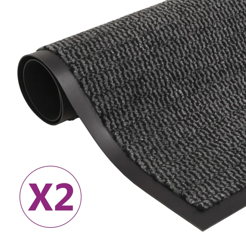 Lot de 2 paillassons rectangulaires 120 x 180 cm Anthracite DEC023169