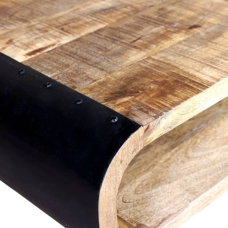 Table basse design rustique en bois de manguier et fer 90 x 55 x 39 cm DEC038234