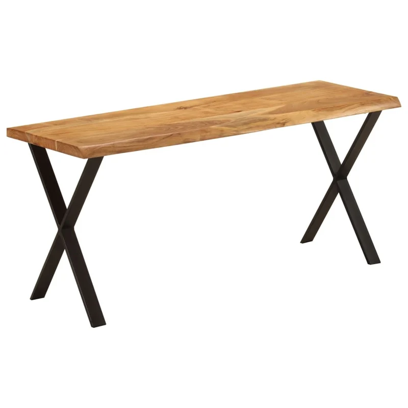 Banc design rustique 105 cm en bois d'acacia massif brun pieds en forme de X en acier DEC024623
