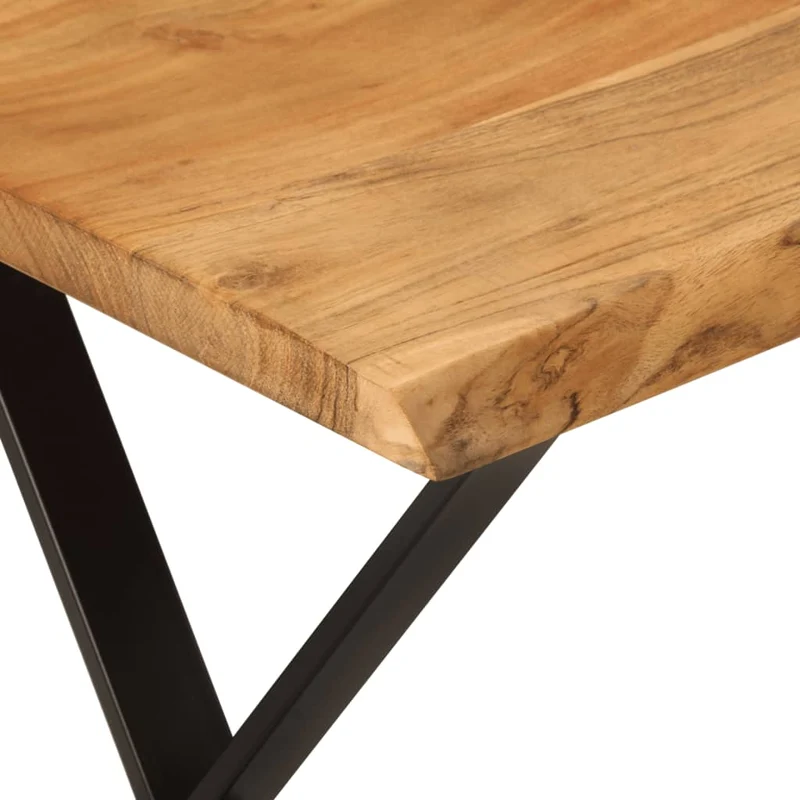 Banc design rustique 105 cm en bois d'acacia massif brun pieds en forme de X en acier DEC024623