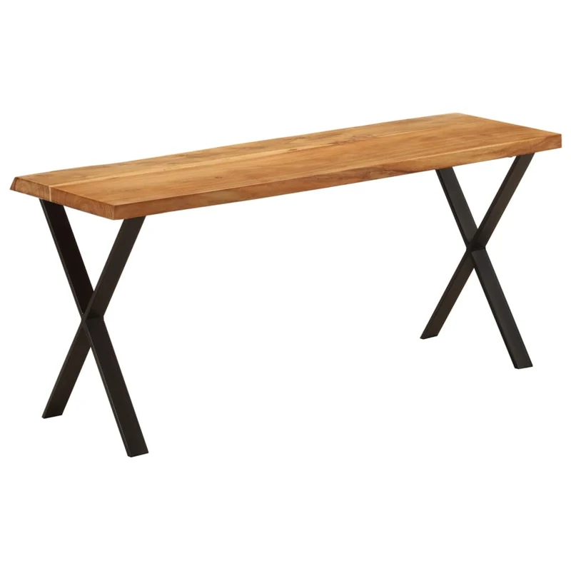 Banc design rustique 105 cm en bois d'acacia massif brun pieds en forme de X en acier DEC024623