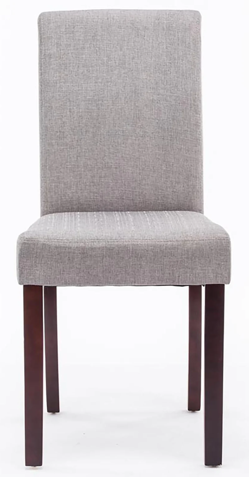 Lot de 2 chaises de salle à manger design moderne en tissu gris clair et pieds en bois marron foncé 10_0001555