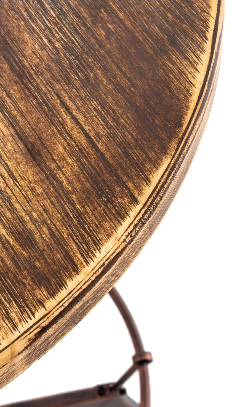 Table haute en bois massif et métal bronze hauteur réglable style industriel TAB10065