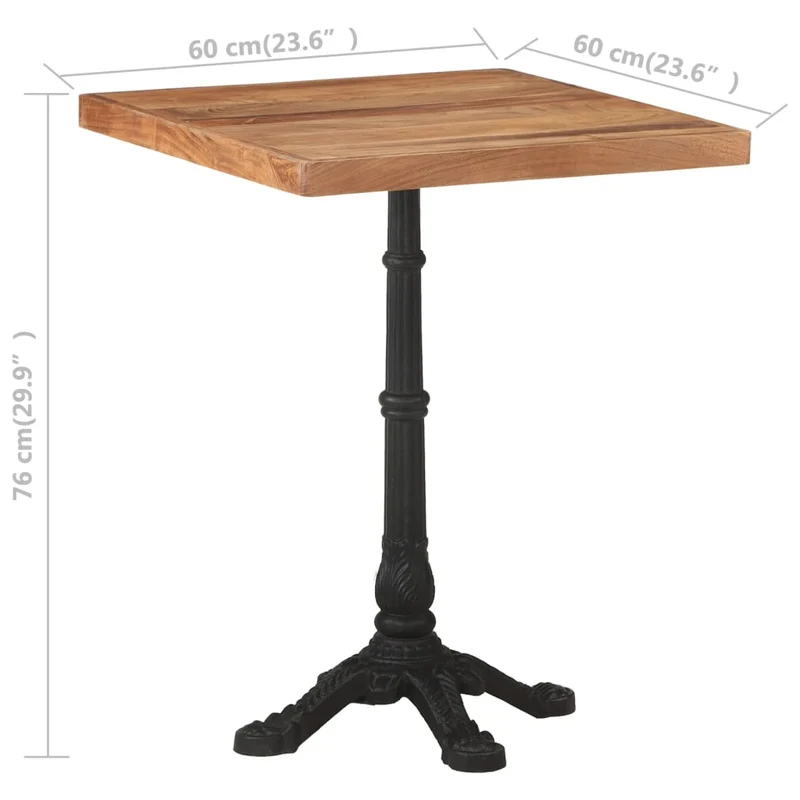 Table d'appoint auxiliaire table bistro 60 x 60 x 76 cm bois d'acacia et fonte DEC036529