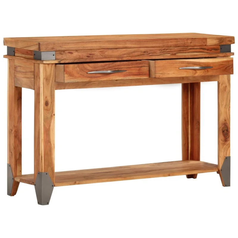 Table console avec tiroirs 110 x 34 x 74 cm bois d'acacia massif et MDF DEC032893