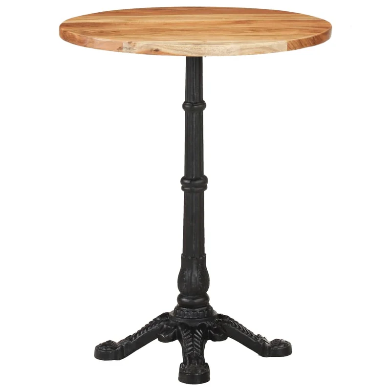 Table d'appoint auxiliaire design ø60 x 76 cm bois d'acacia massif et fonte DEC036591