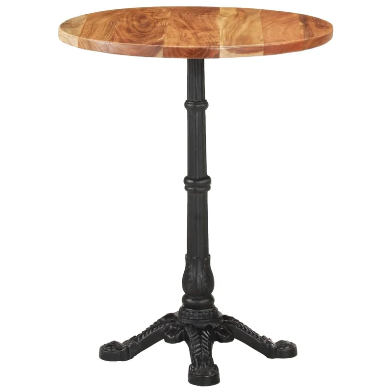 Table d'appoint auxiliaire design ø60 x 76 cm bois d'acacia massif et fonte DEC036591