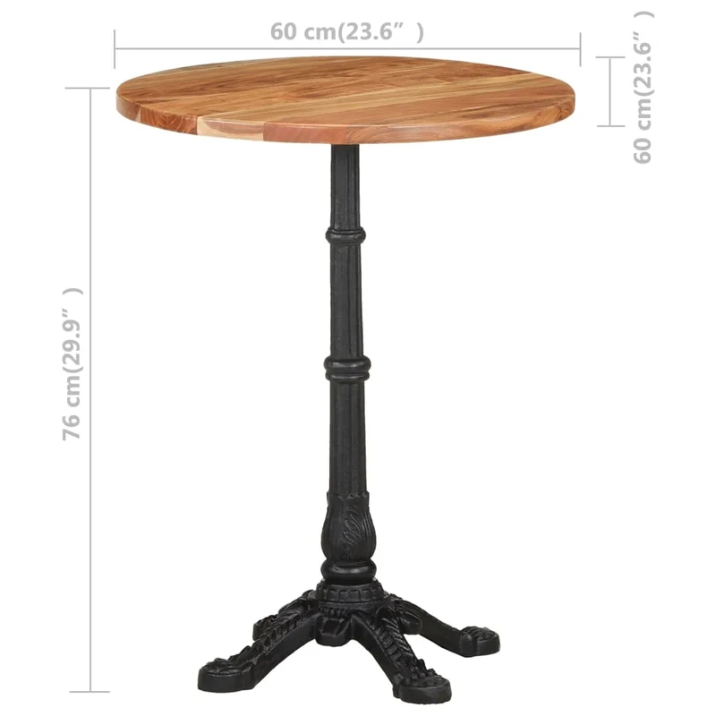 Table d'appoint auxiliaire design ø60 x 76 cm bois d'acacia massif et fonte DEC036591