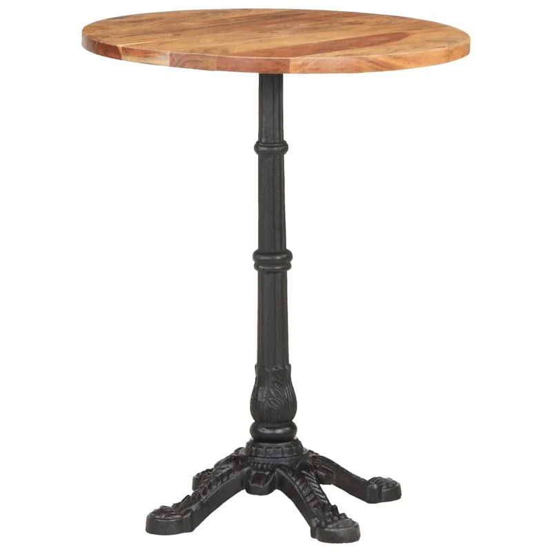 Table d'appoint auxiliaire design ø60 x 76 cm bois d'acacia massif et fonte DEC036591