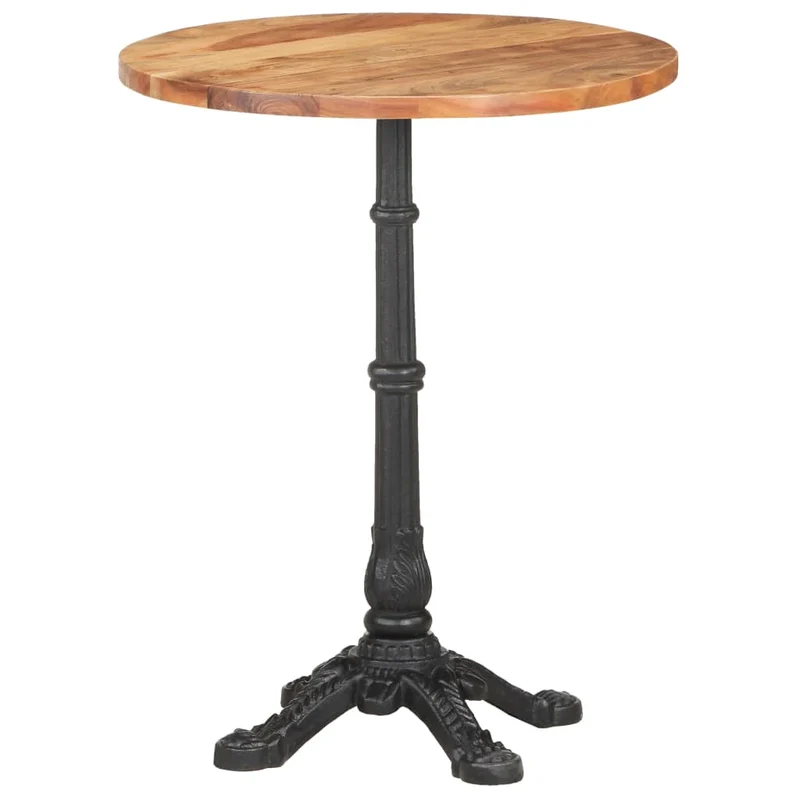 Table d'appoint auxiliaire design ø60 x 76 cm bois d'acacia massif et fonte DEC036591