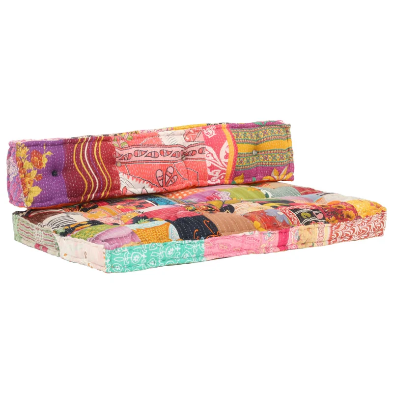 Coussin de canapé-palette 100 % coton 120 x 80 x 39 cm multicolore patchwork DEC021313