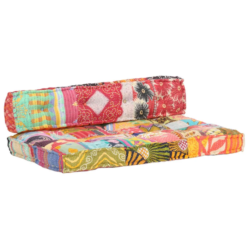 Coussin de canapé-palette 100 % coton 120 x 80 x 39 cm multicolore patchwork DEC021313