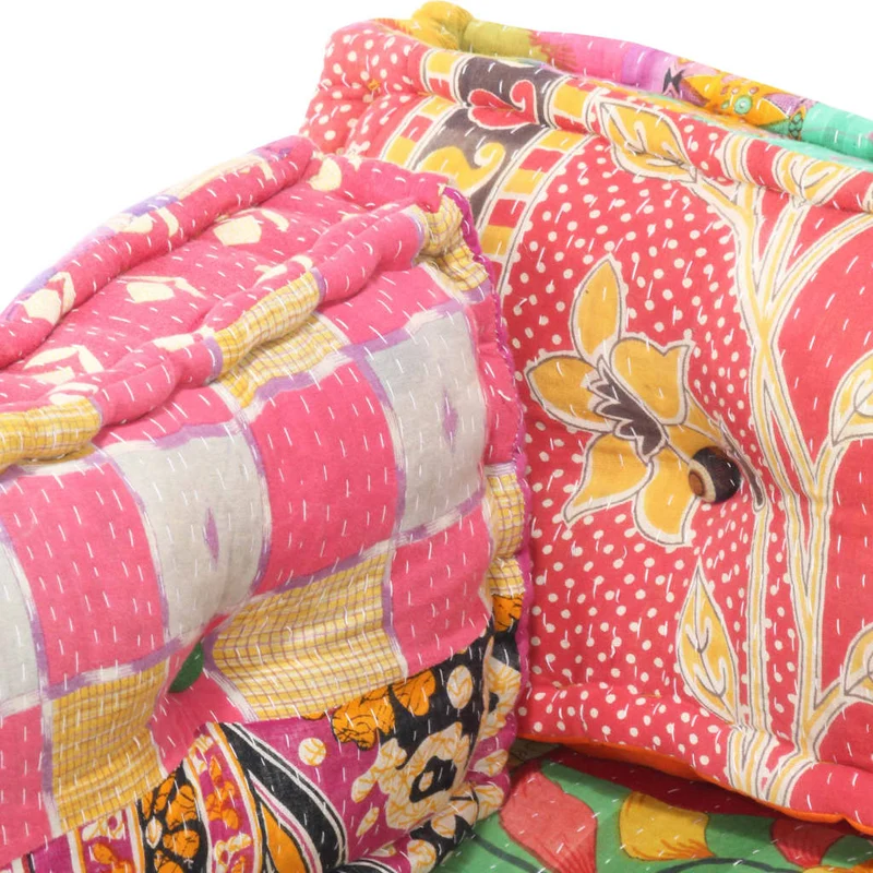 Coussin de canapé-palette 100 % coton multicolore patchwork 120 x 80 x 39 cm DEC021318