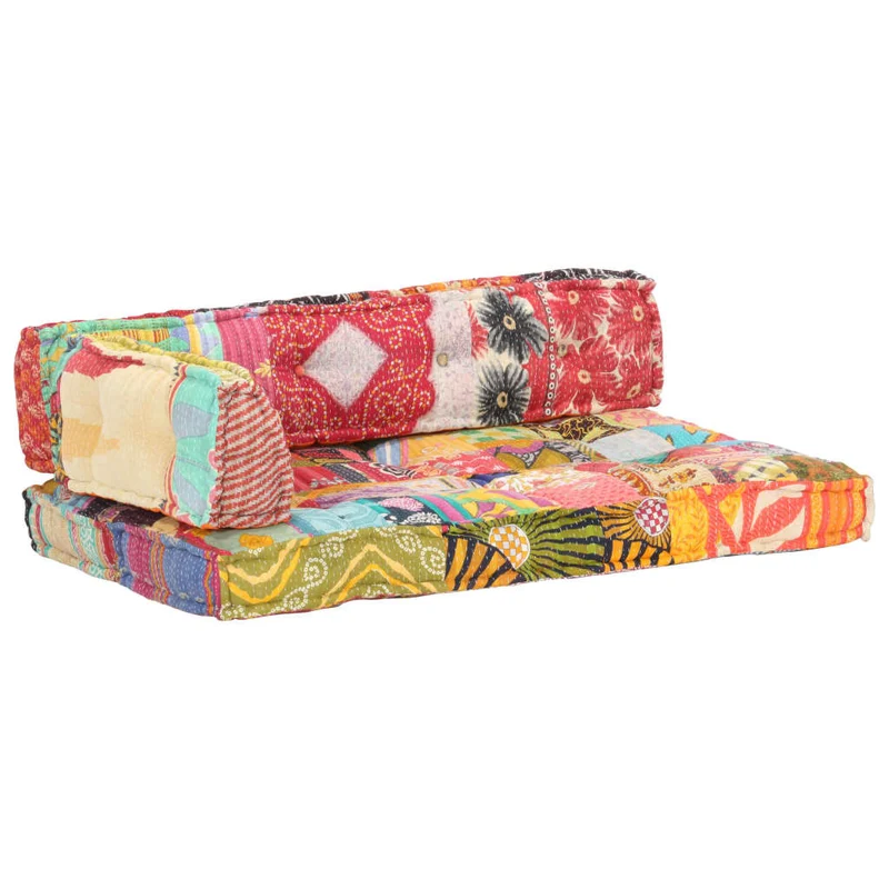 Coussin de canapé-palette 100 % coton multicolore patchwork 120 x 80 x 39 cm DEC021318