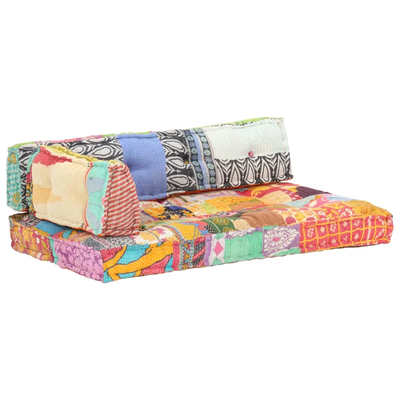 Coussin de canapé-palette 100 % coton multicolore patchwork 120 x 80 x 39 cm DEC021318