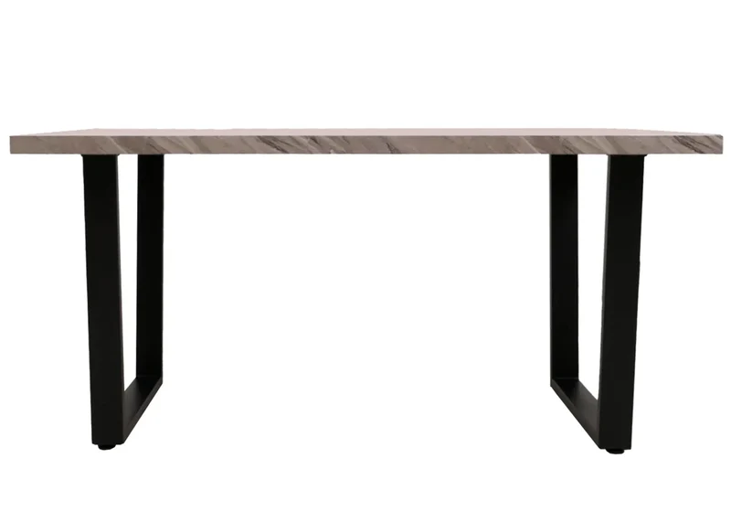 Table à manger design industrielle 160x90 cm MDF aspect marbre gris et métal 04_0009278