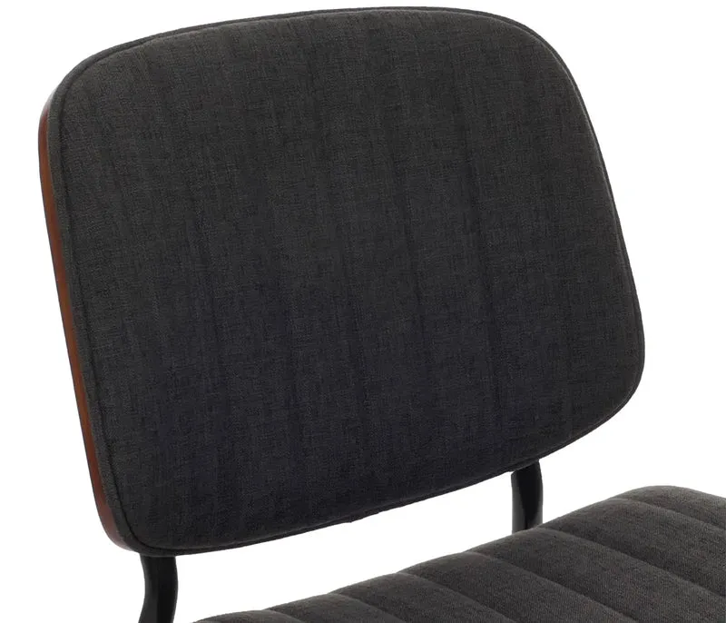 Lot de 2 chaises de salle à manger design en bois courbé effet noyer et tissu gris foncé 04_0009468