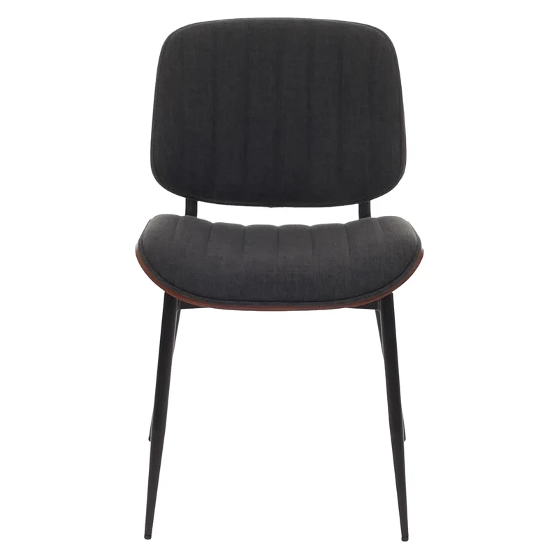 Lot de 2 chaises de salle à manger design en bois courbé effet noyer et tissu gris foncé 04_0009468