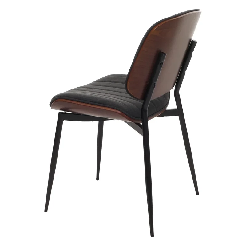 Lot de 2 chaises de salle à manger design en bois courbé effet noyer et tissu gris foncé 04_0009468