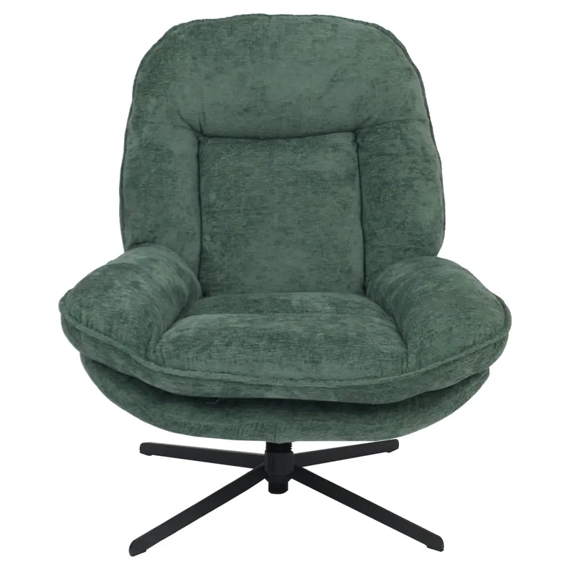 Fauteuil relax TV design moderne et confort fonction de bascule pivotant en métal et tissu chenille vert 04_0009032
