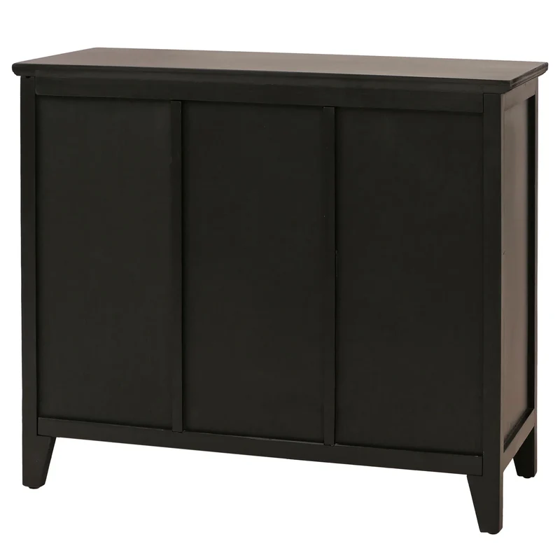 Commode style apothicaire vintage avec 8 tiroirs et 2 compartiments meuble de rangement shabby chic noir façade effet volets 04_0009124
